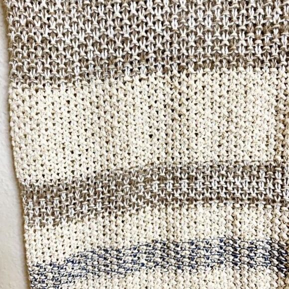 Anthro | Sparrow Sleeveless Vest Cotton Linen Blend Cream Gray Stripe Sweater XS - Picture 3 of 6